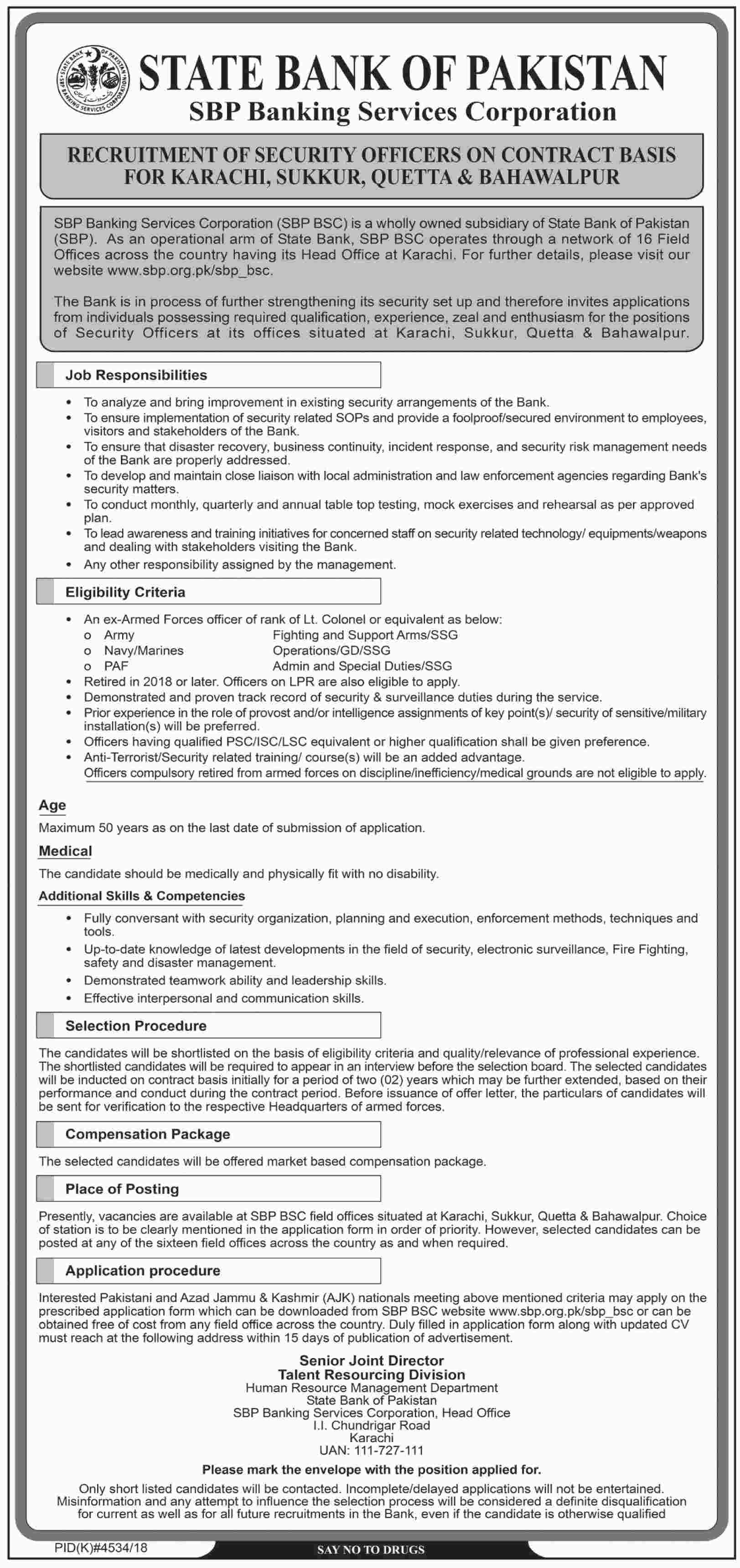 Position applied for. SBP min. Document on Education and Qualification. Only Security staff. Engineer required application are invited from Dynamic.