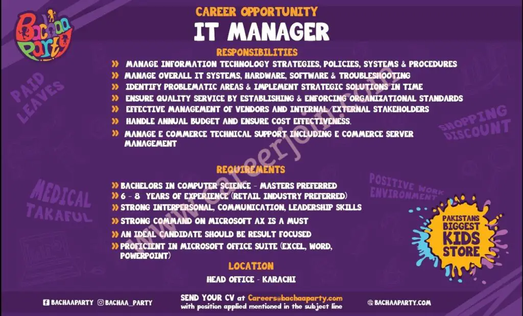 Bachaa Party Jobs IT Manager Picture