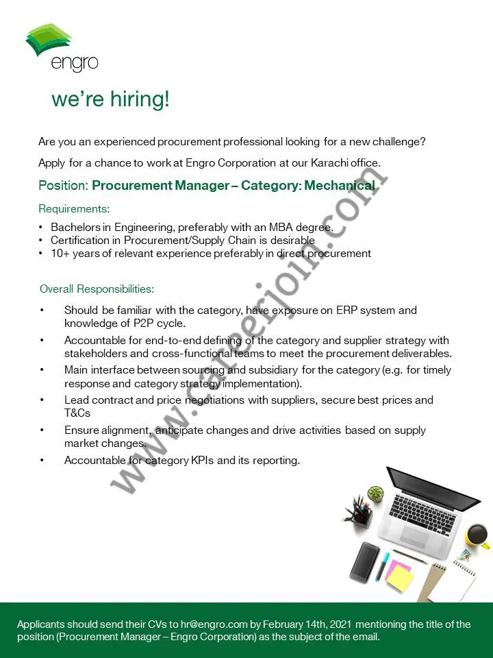 Engro Corporation Jobs Procurement Manager Category Picture