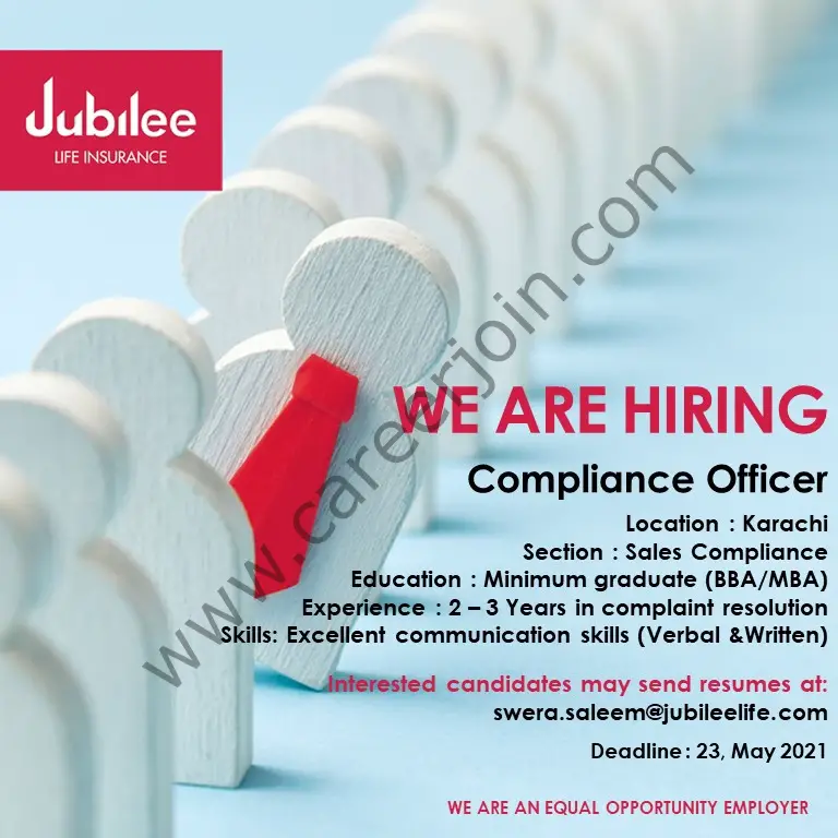Jubilee Life Insurance Company Limited Jobs May 2021