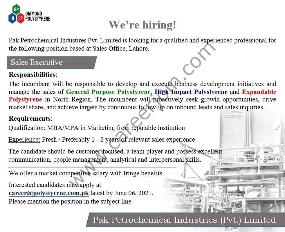 Pak Petrochemical Industries Pvt Ltd Jobs Sales Executive