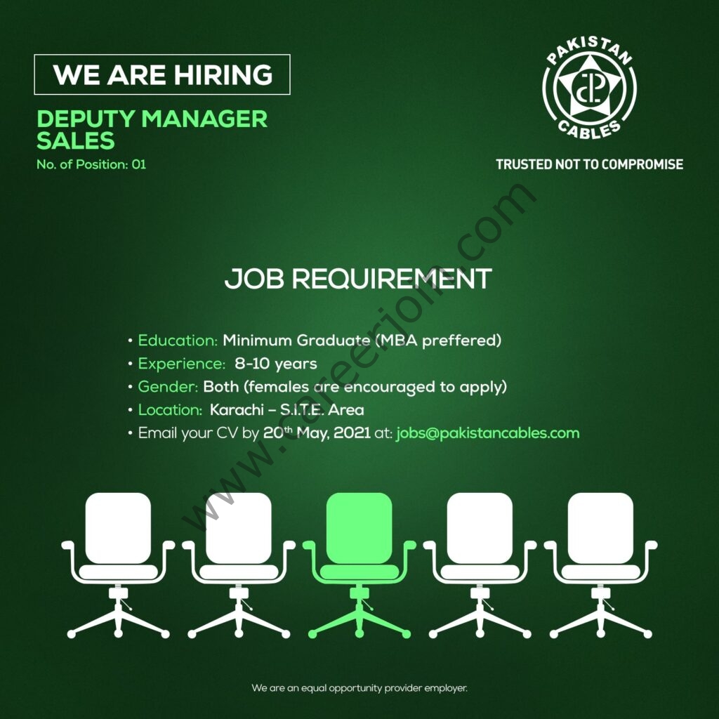 Pakistan Cables Limited Jobs May 2021 Deputy Manager Sales Image 