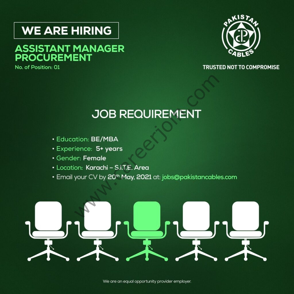 Pakistan Cables Limited Jobs May 2021 Assistant Manager Procurement Image