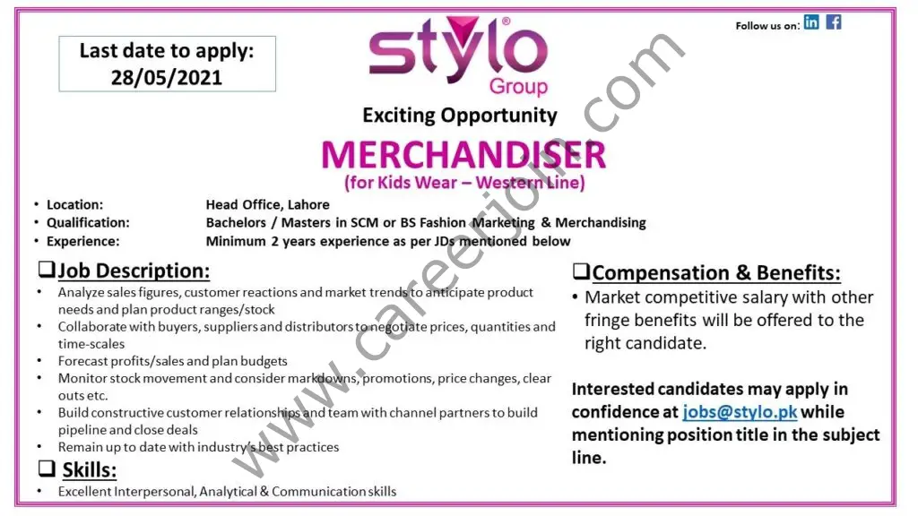 Stylo Pvt Ltd Jobs Merchandiser