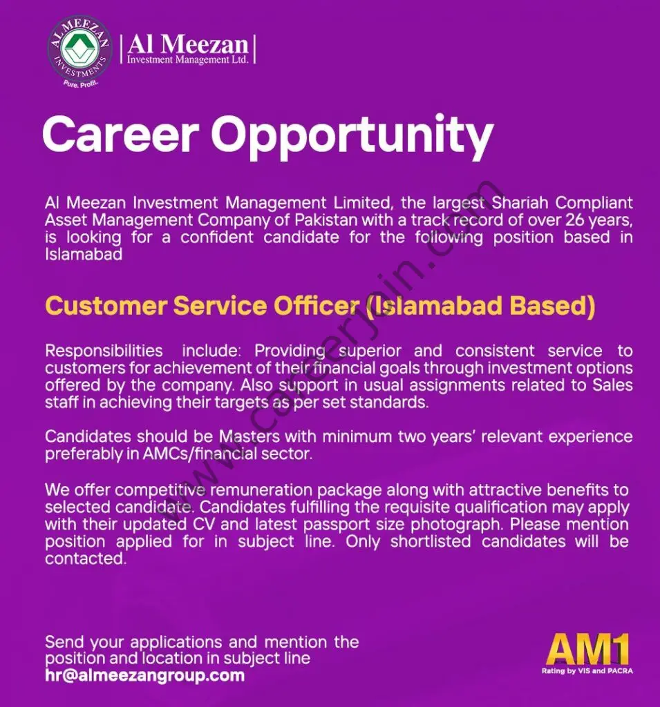 Al Meezan Investment Management Ltd Jobs 16 June 2021