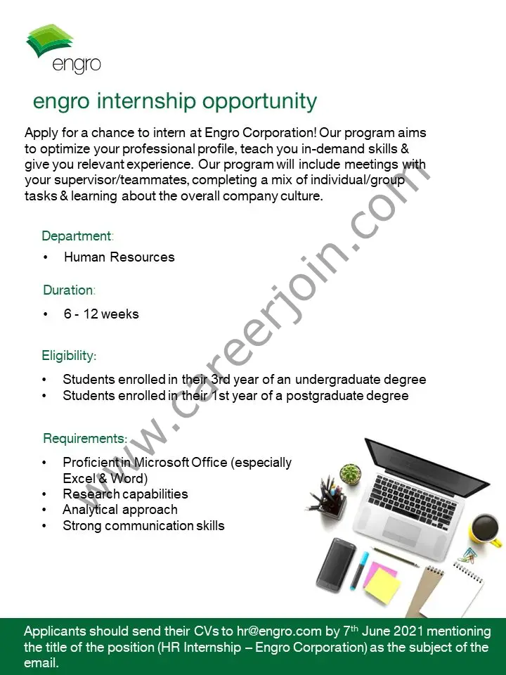 Engro Corporation HR Internship June 2021