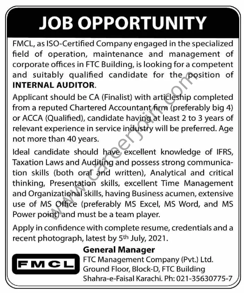 FMCL FTC Management Company Pvt Ltd Jobs 20 June 2021 Dawn