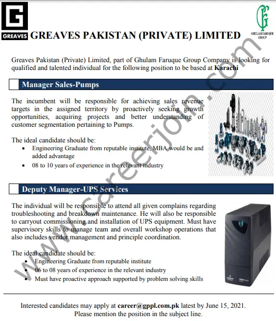 Greaves Pakistan Pvt Ltd Jobs June 2021