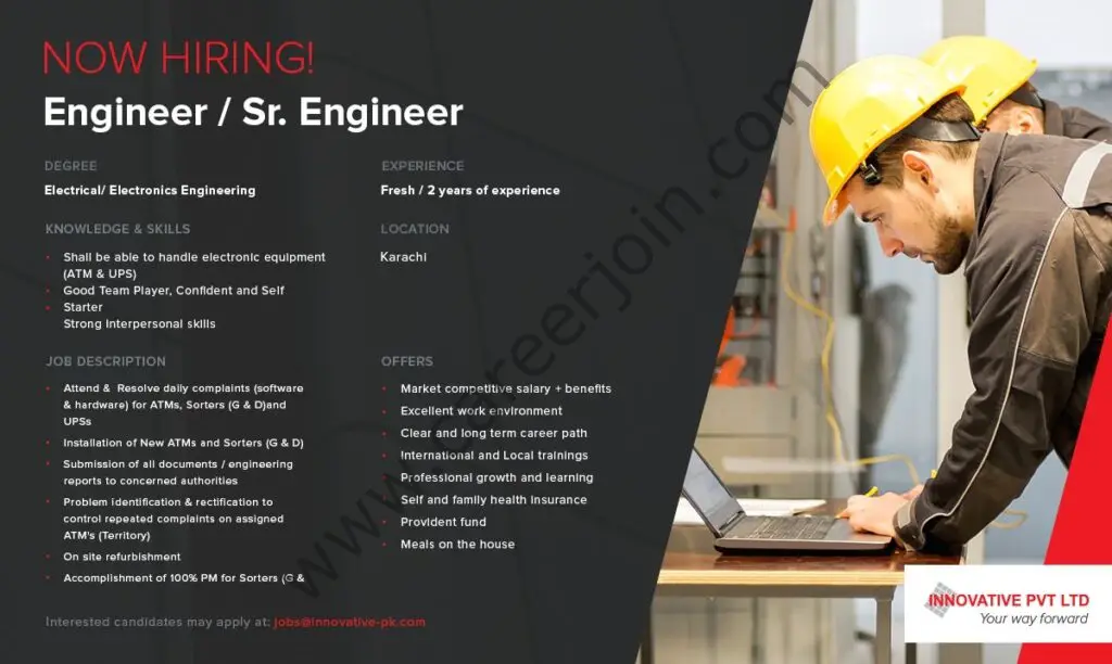 Innovative Pvt Ltd Jobs Engineer / Sr Engineer