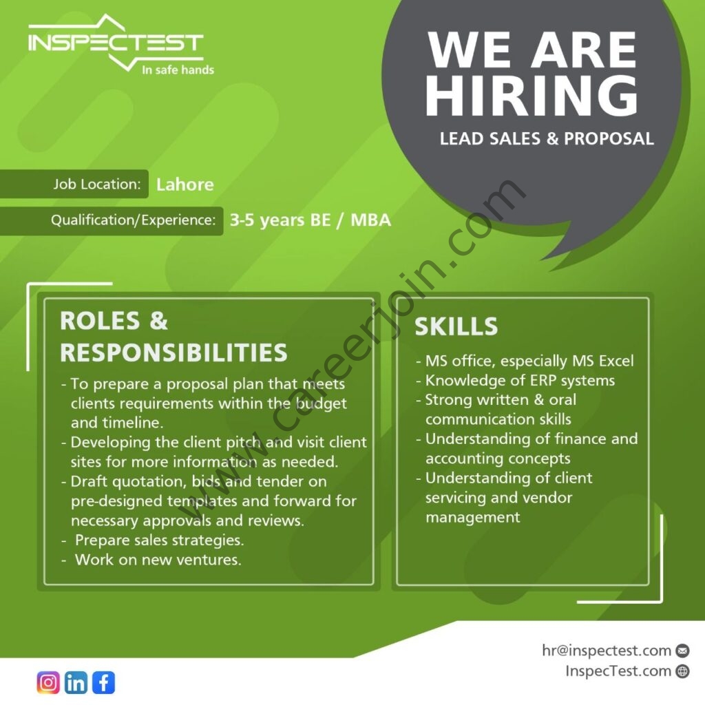 InspecTest Pvt Ltd Jobs 25 June 2021