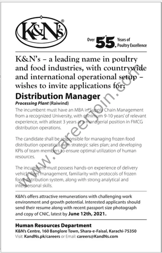 K&N's Pakistan Jobs 01 June 2021