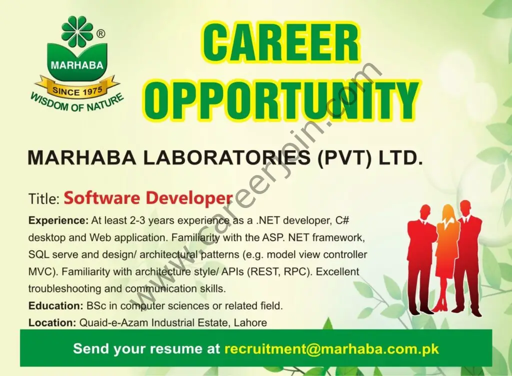 Marhaba Laboratories Pvt Ltd Jobs Software Developer