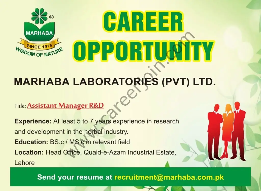 Marhaba Laboratories Pvt Ltd Jobs Assistant Manager R&D