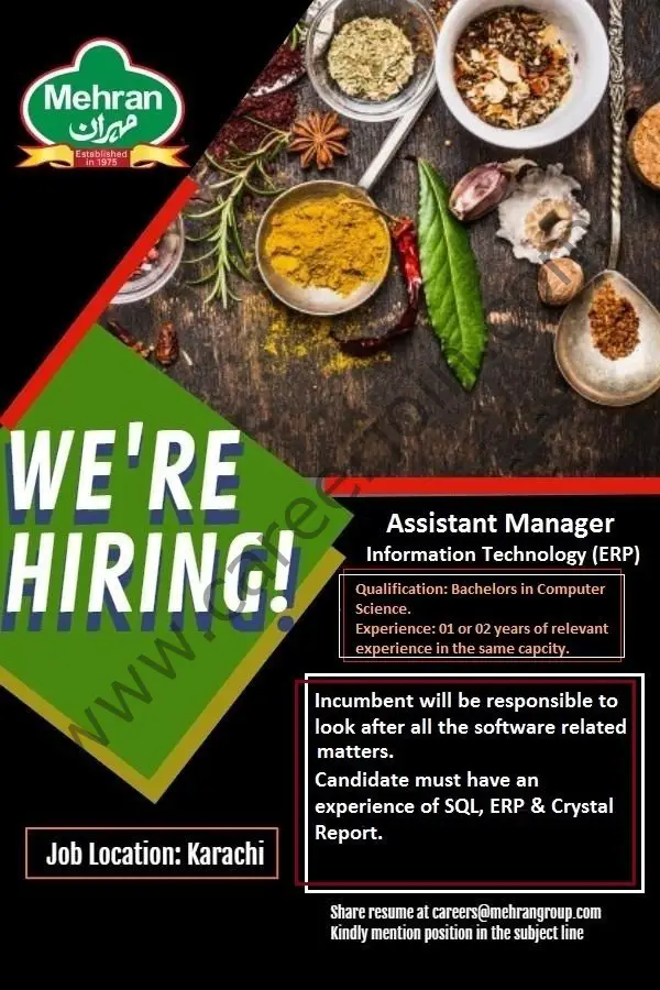 Mehran Spice & Food Industries Jobs June 2021 01