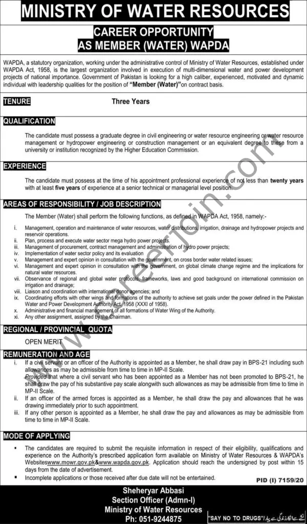 Ministry Of Water Resources Jobs 26 July 2021 Express 02