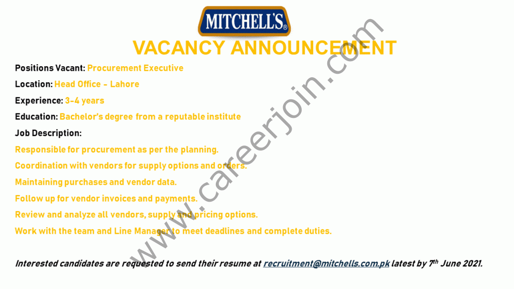 Mitchell's Fruit Farms Ltd Jobs Procurement Executive