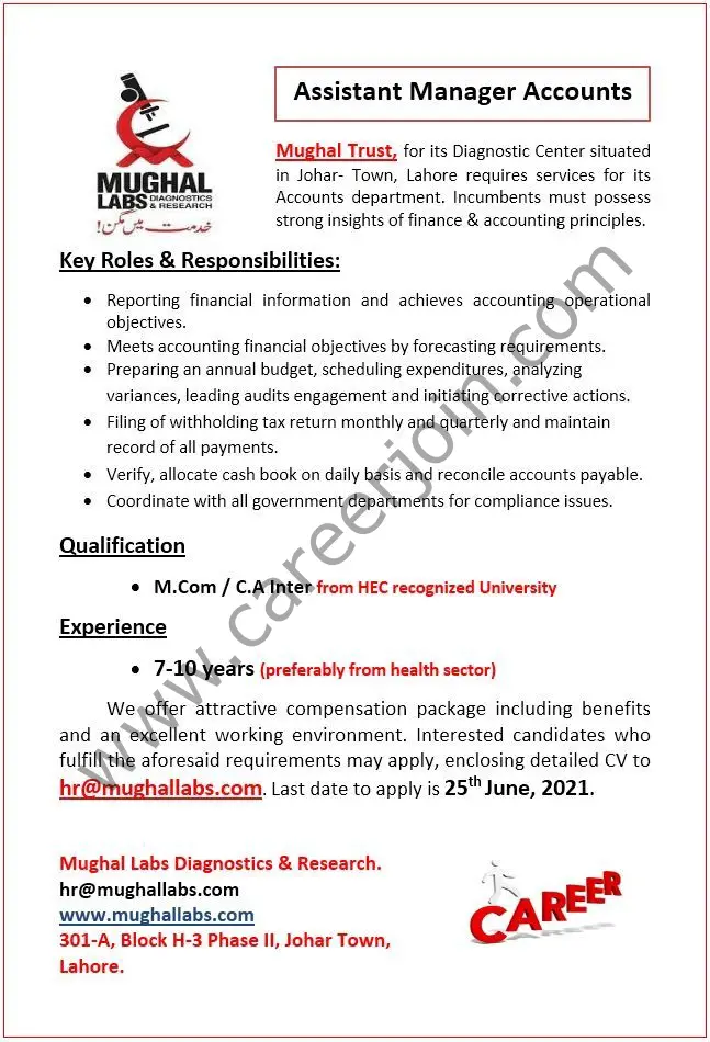 Mughal Labs Jobs Assistant Manager Accounts