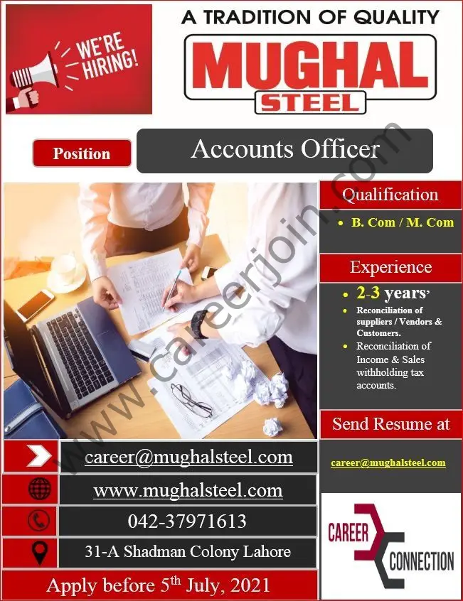 Mughal Steel Jobs 25 June 2021
