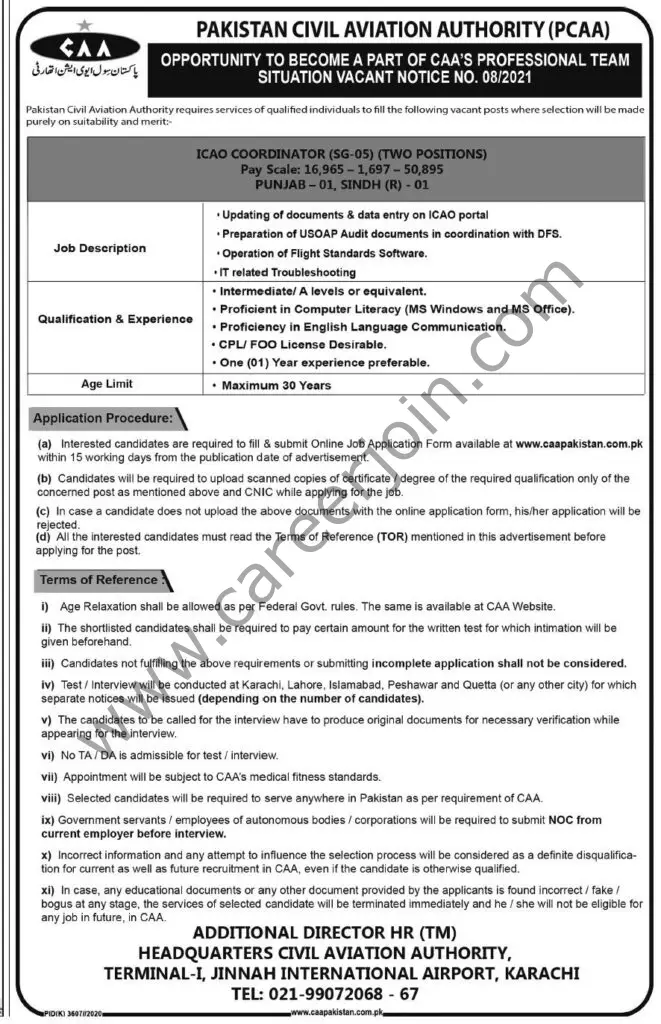 Pakistan Civil Aviation Authority PCAA Jobs 27 June 2021 Express Tribune