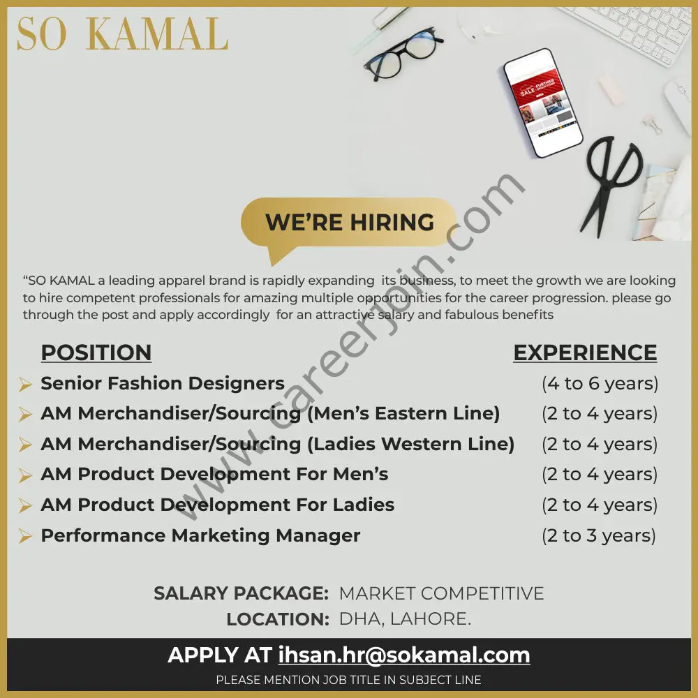 SO Kamal Jobs June 2021