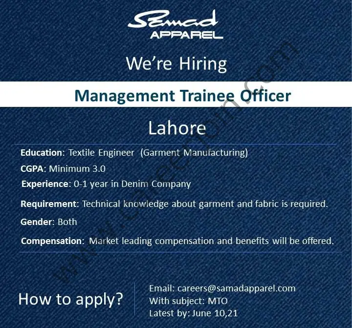Samad Apparel Jobs 05 June 2021
