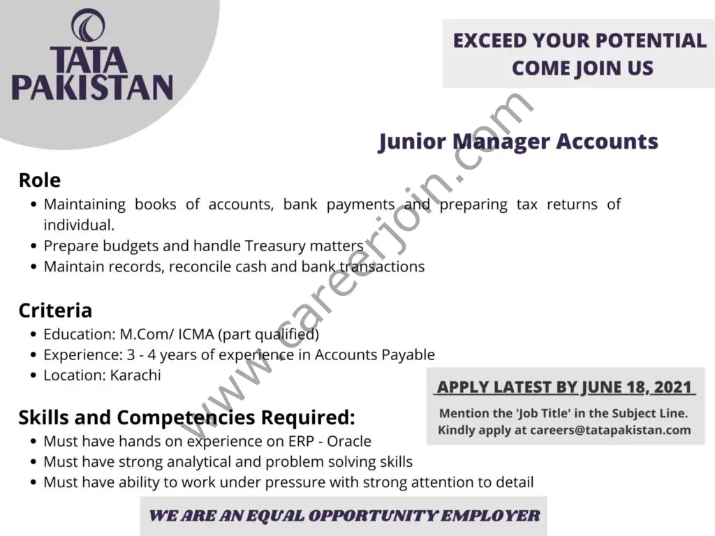 TATA Pakistan Jobs June 2021 02