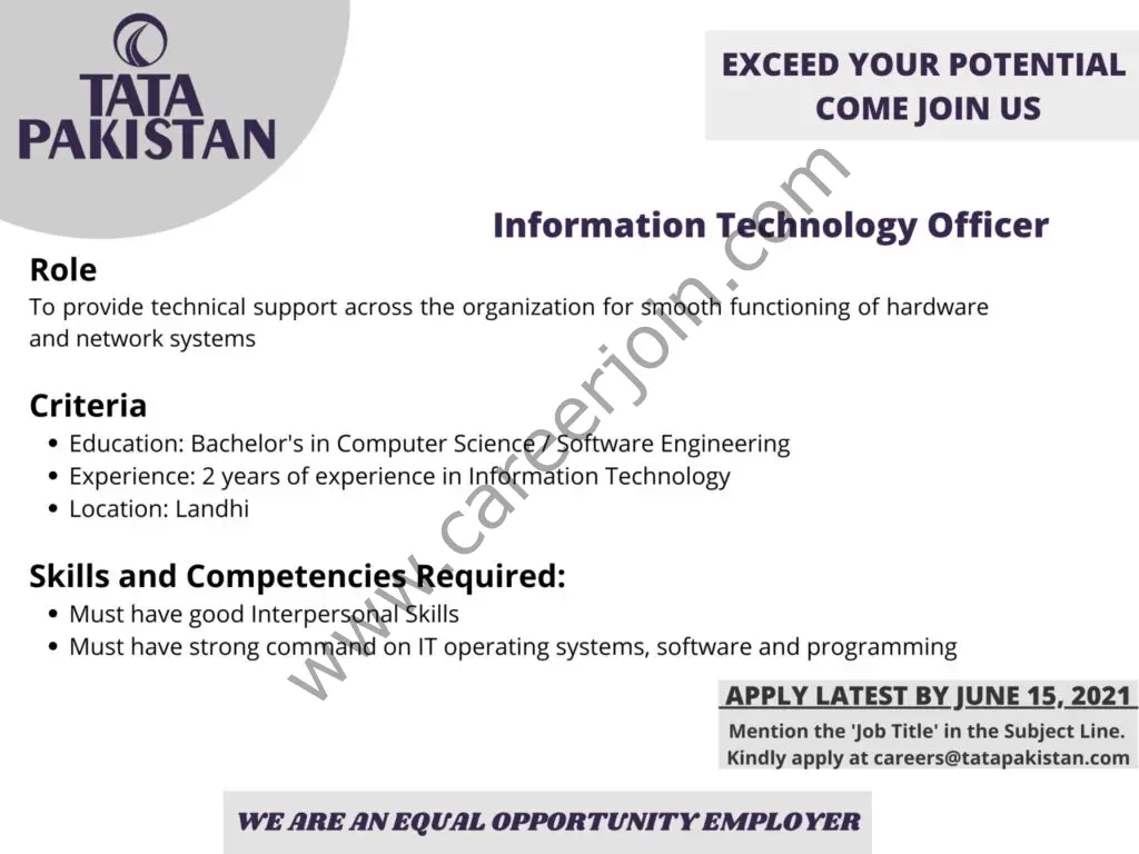 TATA Pakistan Jobs June 2021 01