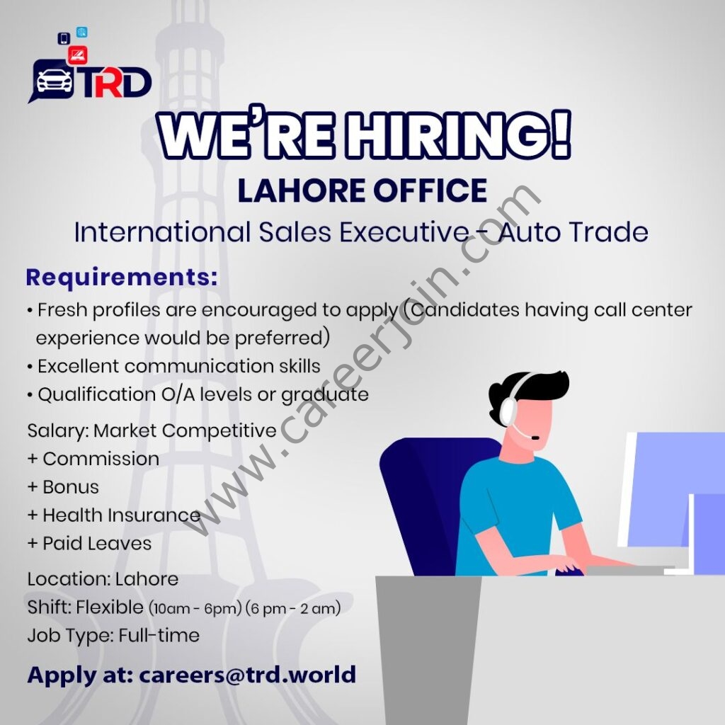 TRD Pvt Ltd Jobs International Sales Execuitve Auto Trade