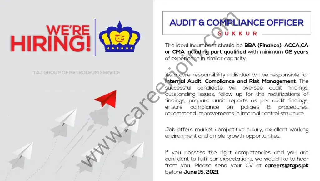 Taj Group of Petroleum Service Jobs Audit & Compliance Officer