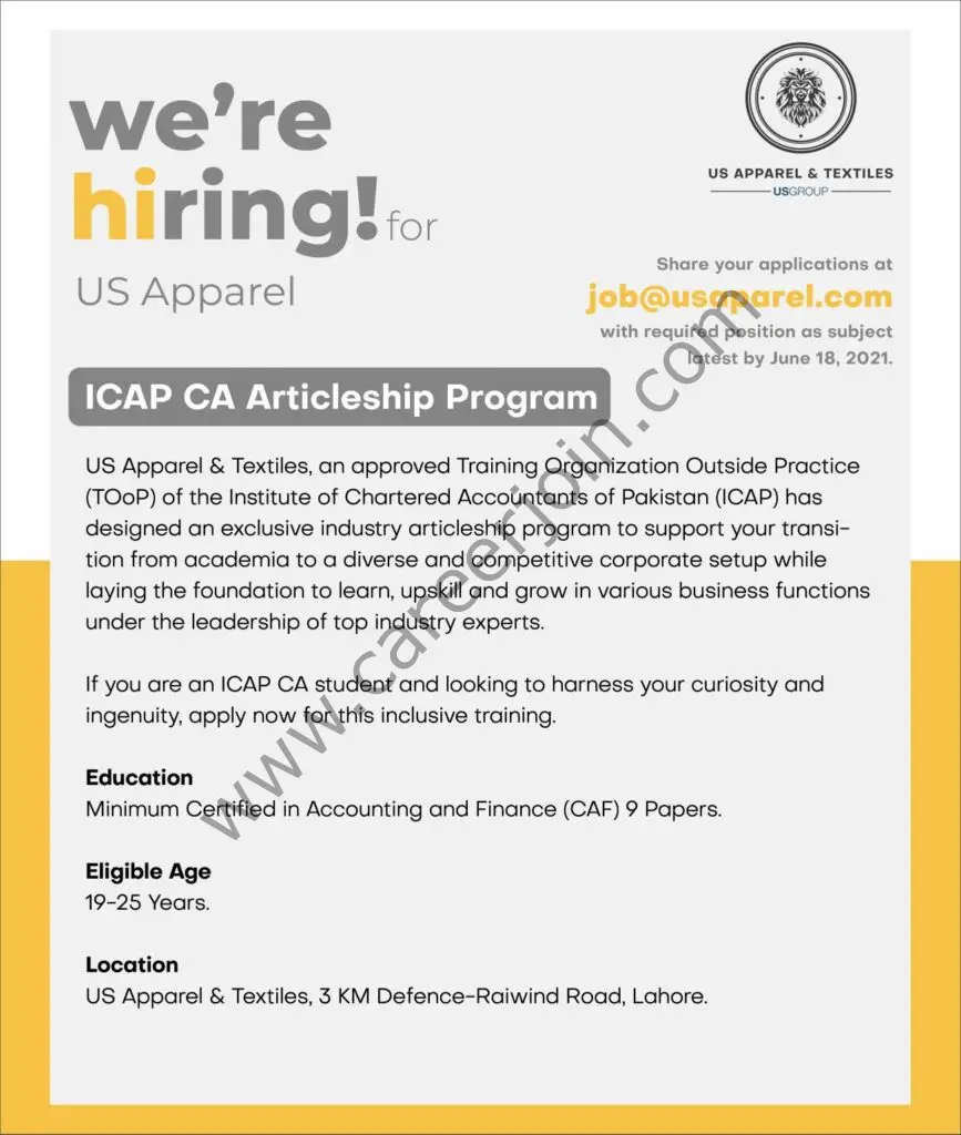 US Group ICAP CA Articleship Program 2021