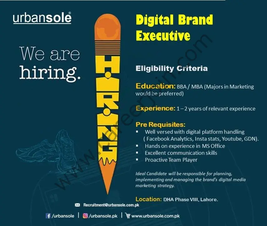 Urbansole Pakistan Jobs Digital Brand Executive