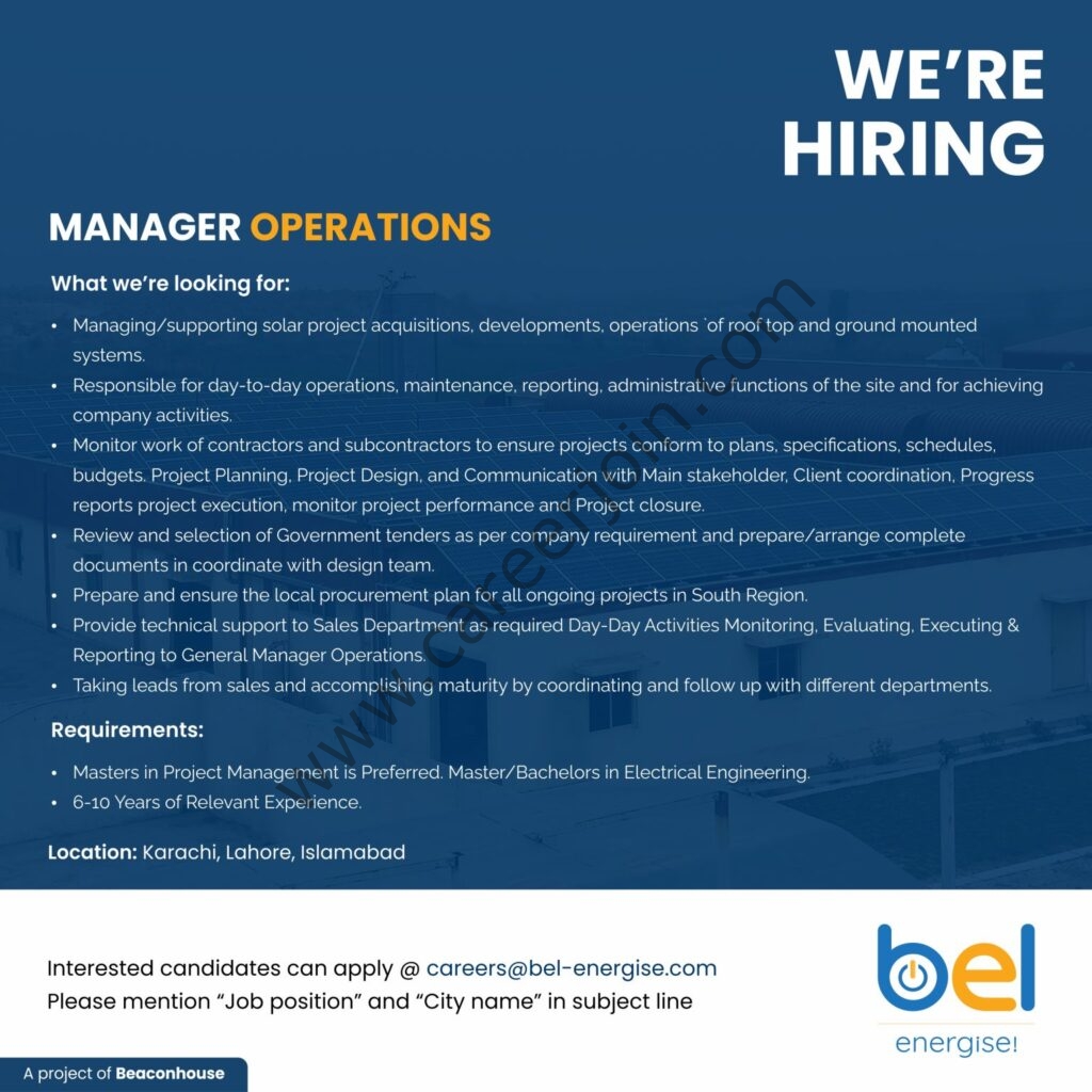 Beacon Energy Pvt Ltd Jobs Manager Operations