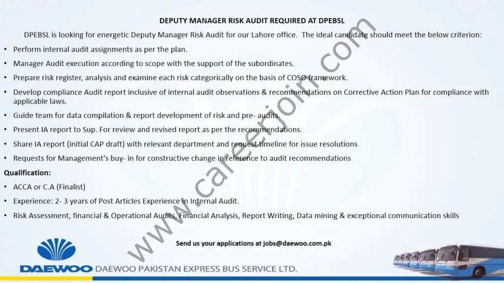 Daewoo Pakistan Express Bus Service Ltd Jobs Deputy Manager Internal Audit