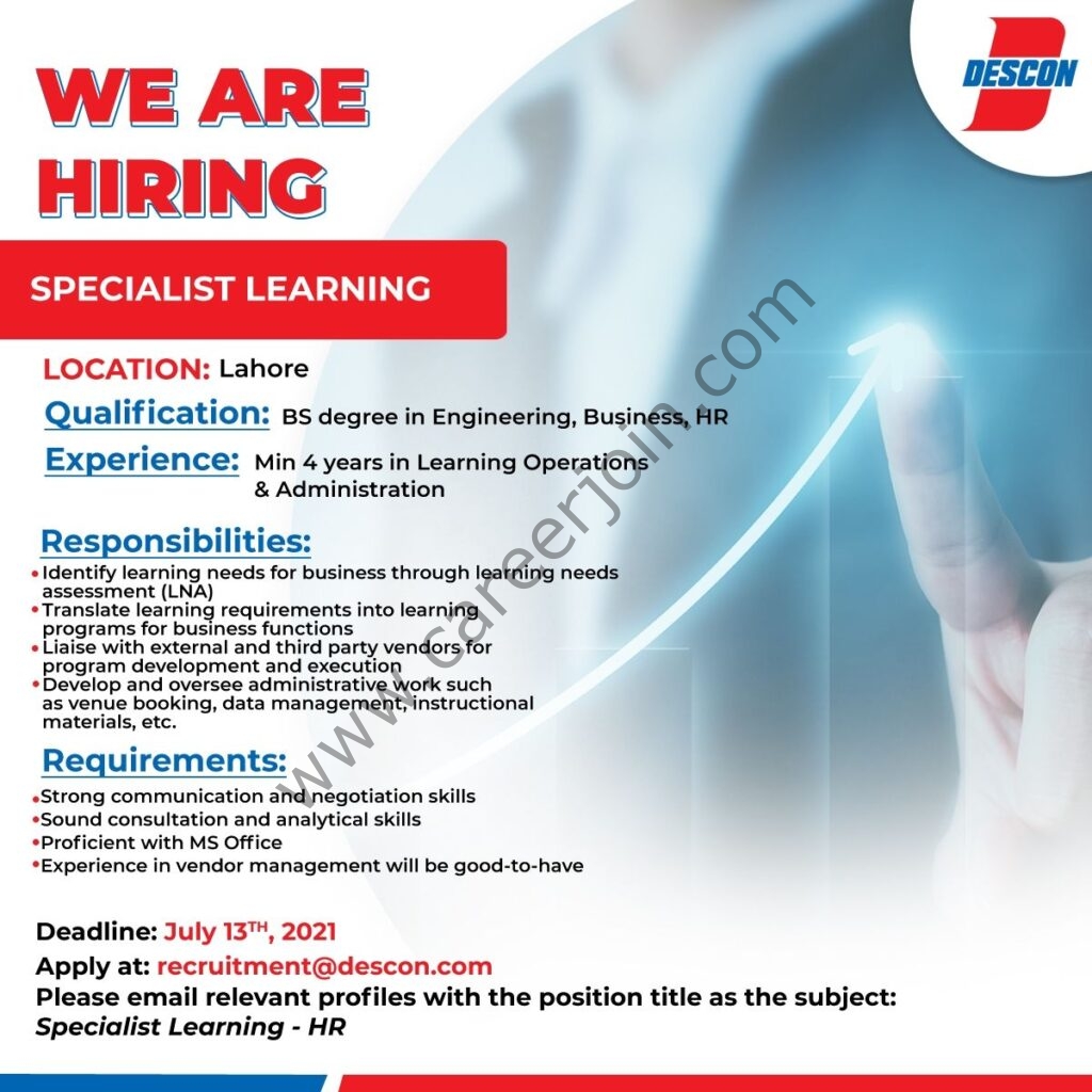 Descon Pakistan Jobs Specialist Learning