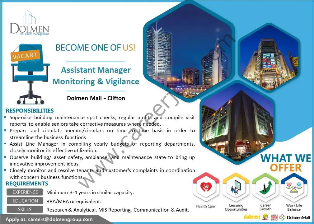 Dolmen Real Estate Management Jobs Assistant Manager Monitoring & Vigilance