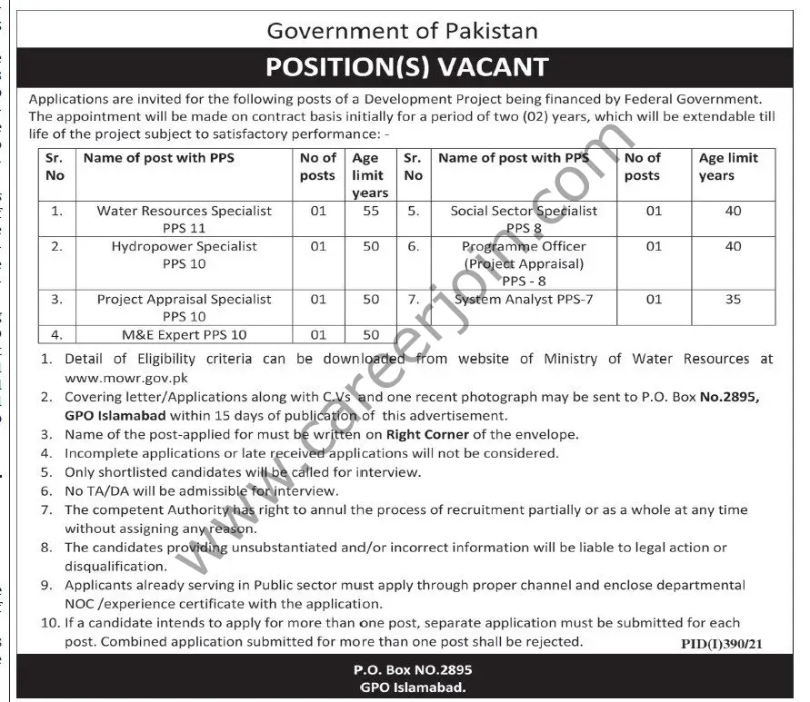 Government of Pakistan PO Box No 2895 GPO Islamabad Jobs 18 July 2021 Express Tribune