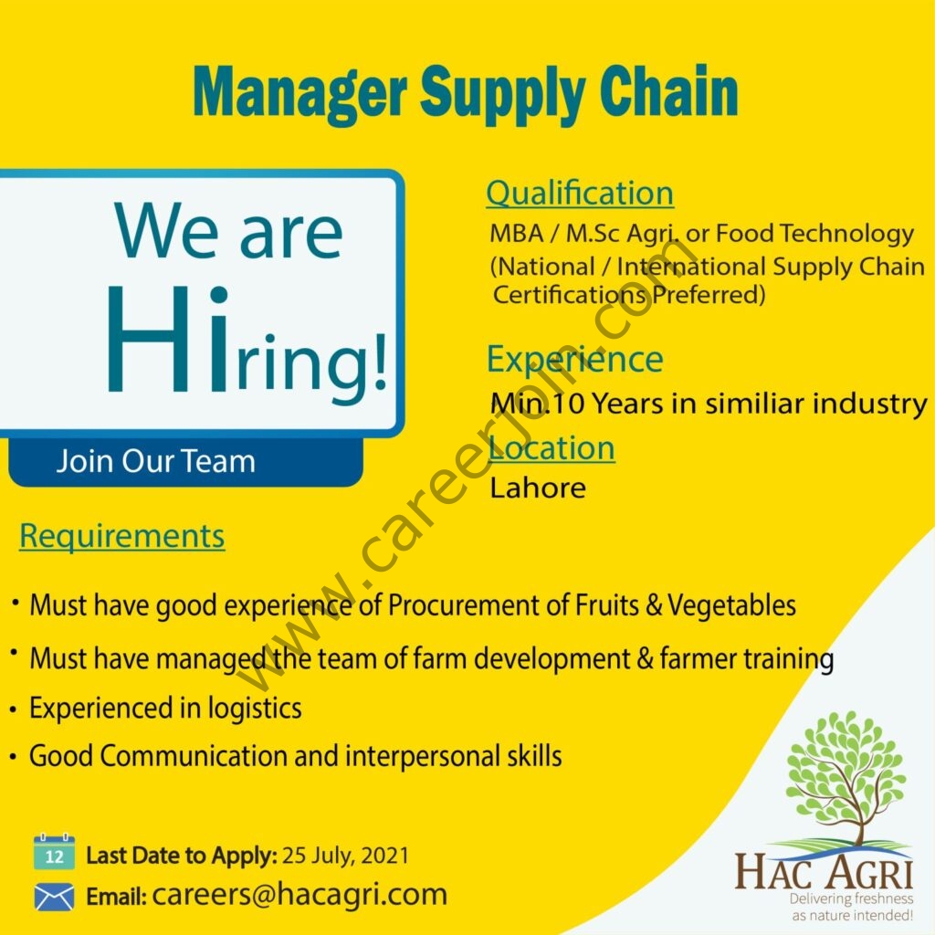 HAC Agri Ltd Jobs Manager Supply Chain