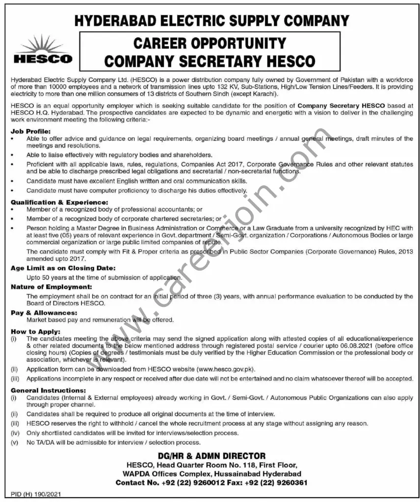 Hyderabad Electric Supply Company HESCO Jobs 18 July 2021 Dawn 01