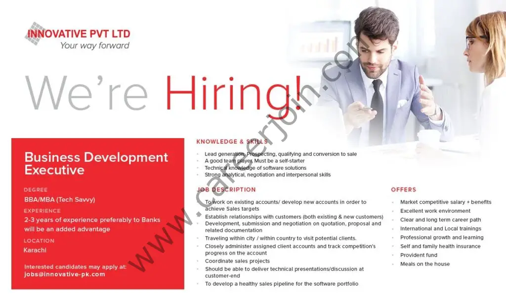 Innovative Pvt Ltd Jobs Business Development Executive