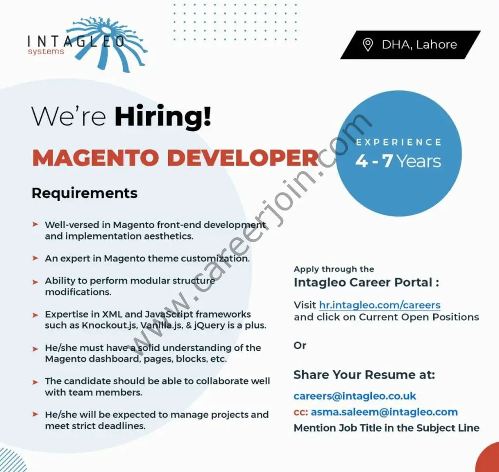 Intagleo Systems Jobs Magento Developer 01