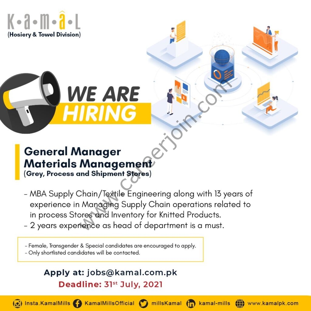 Kamal Mills Limited Jobs General Manager Materials Management
