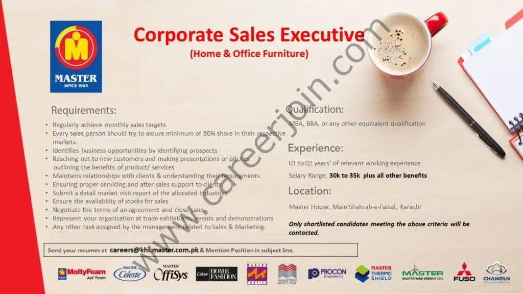 Master Group of Industries Jobs Corporate Sales Executive