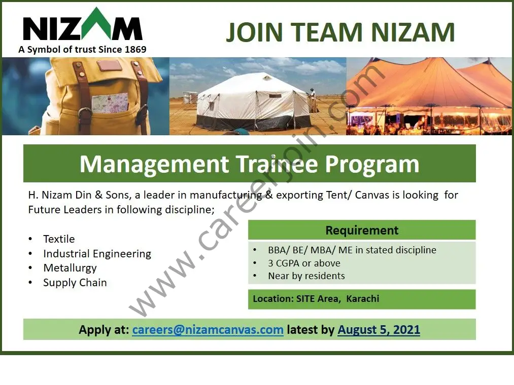 Nizam Din & Sons Pvt Ltd Management Trainee Program 2021 01