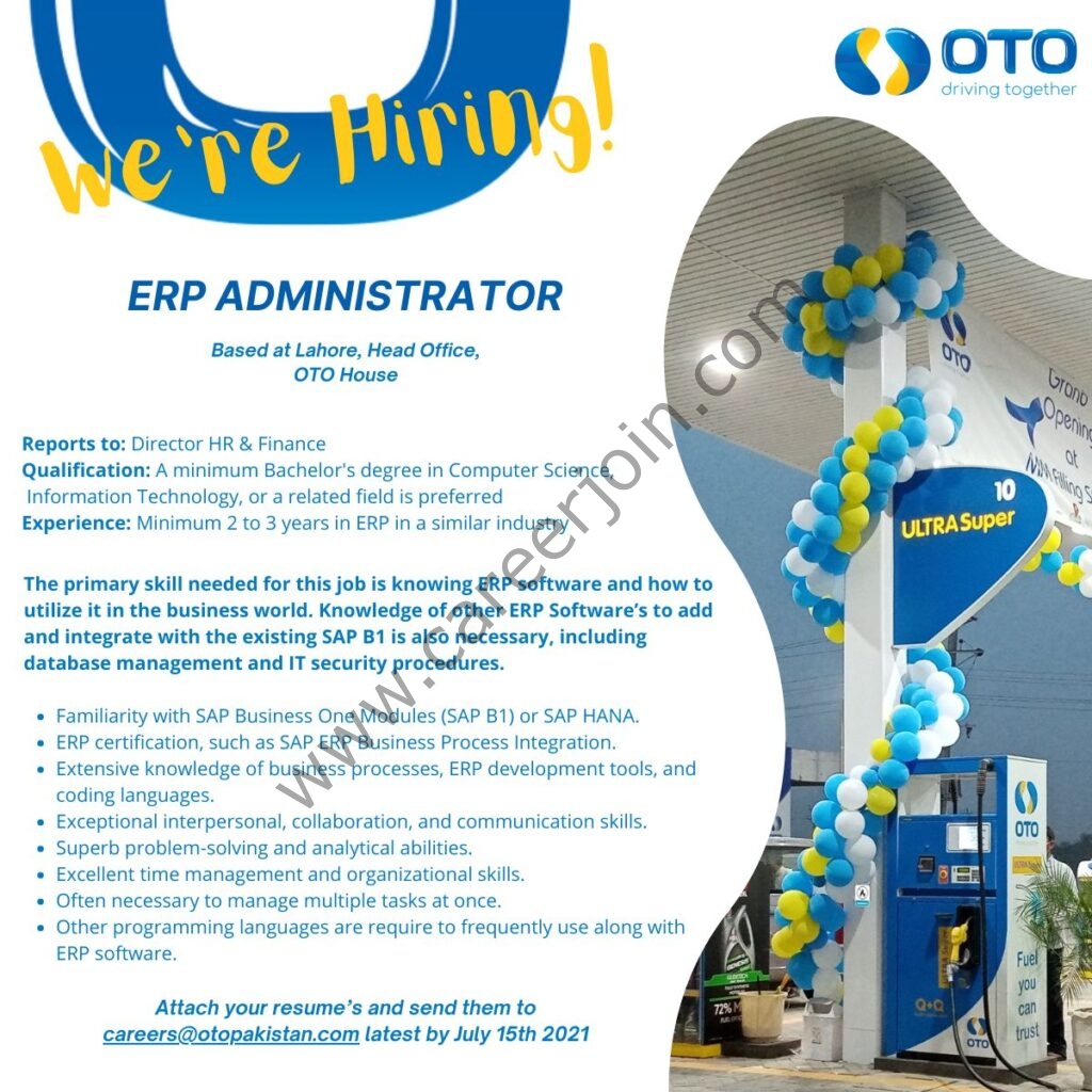 OTO Pakistan Pvt Ltd Jobs Director HR & Finance