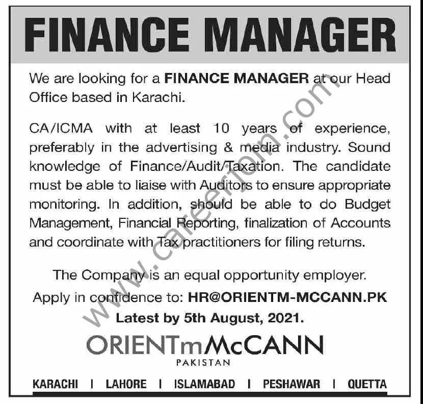 OrientmMcCann Jobs 18 July 2021 Dawn