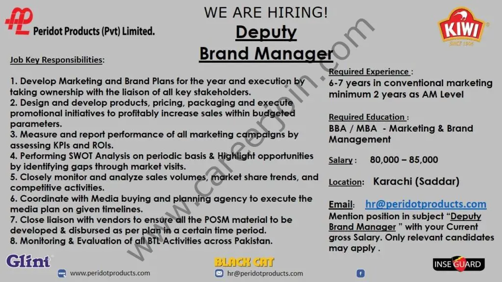 Peridot Products Pvt Ltd Jobs Deputy Brand Manager