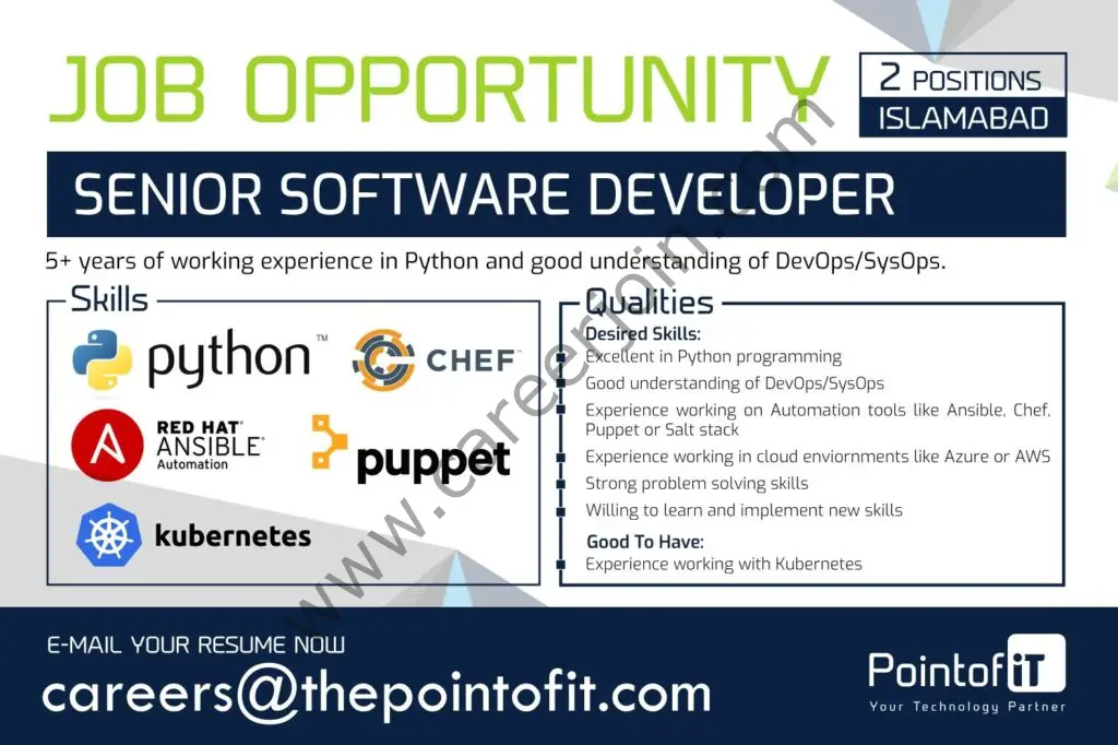 PointofIT Pvt Ltd Jobs Sr Software Developer/ Solution Architect