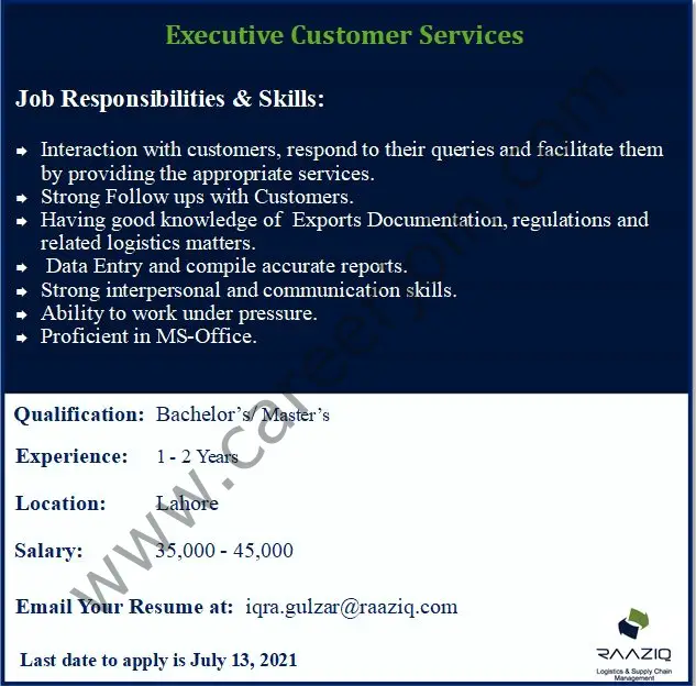 Raaziq International Jobs Customer Experience Manager