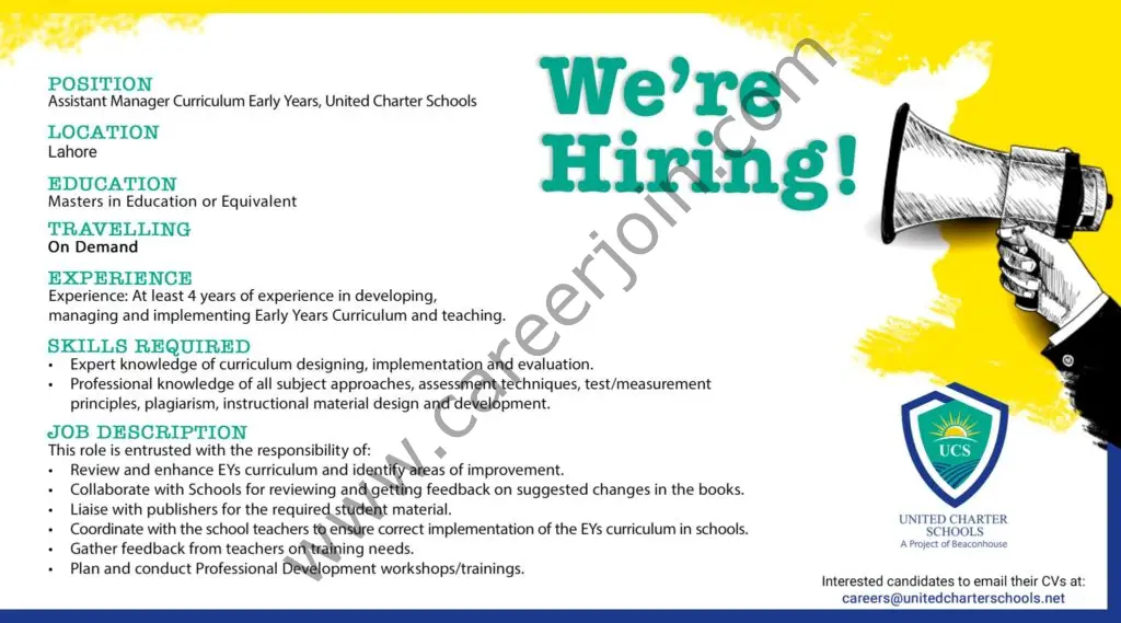 United Charter Schools Jobs Assistant Manager Curriculum Early Years