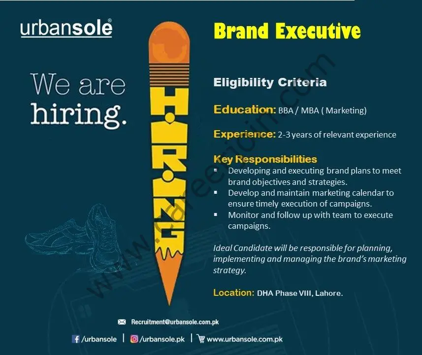 Urbansole Pakistan Jobs Brand Executive